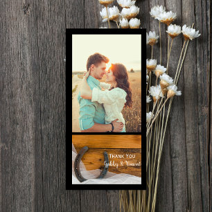 Horseshoe and Veil Western Barn Wedding Thank You Card