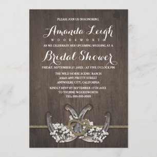 Horseshoe Baby's Breath Bridal Shower Invitations
