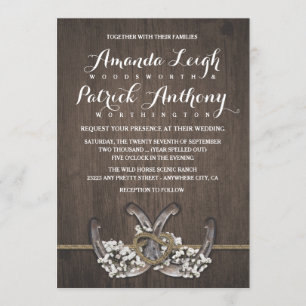 Horseshoe Baby's Breath Rustic Wedding Invitations