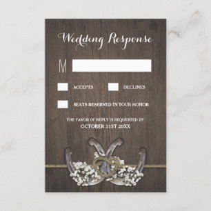 Horseshoe Baby's Breath Rustic Wedding RSVP Cards