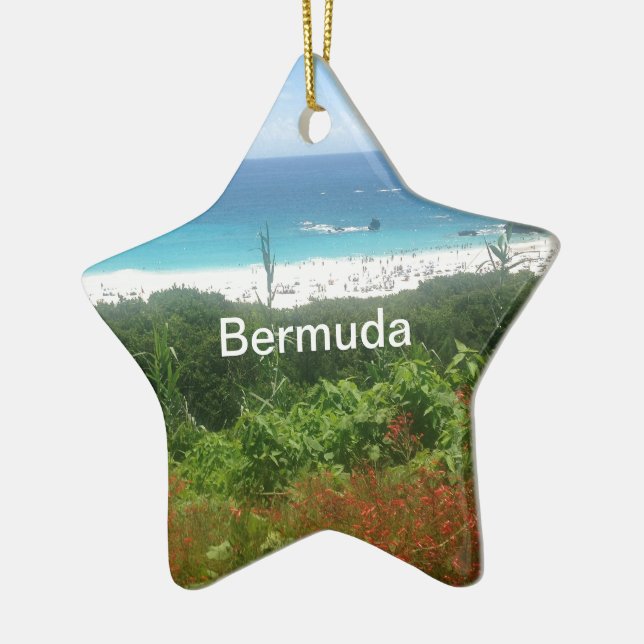 Horseshoe Bay Beach, Bermuda Ceramic Tree Decoration (Left)