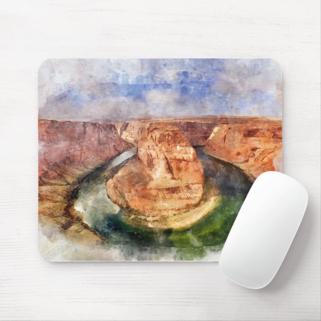 Horseshoe Bend in Grand Canyon watercolor Mouse Mat (With Mouse)