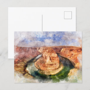 Horseshoe Bend in Grand Canyon watercolor Postcard