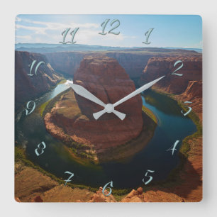 Horseshoe bend square wall clock