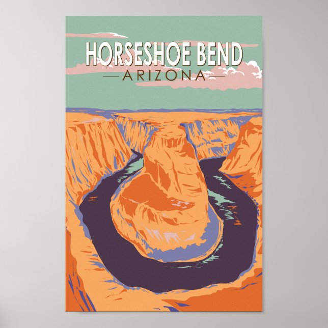 Horseshoe Bend Travel Art Vintage Poster (Front)