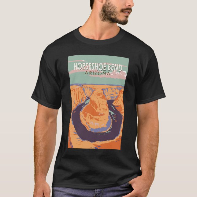 Horseshoe Bend Travel Art Vintage T-Shirt (Front)