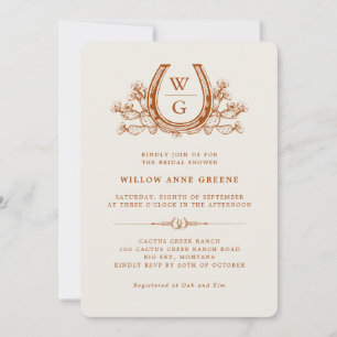 Horseshoe Cactus Western Boho Bridal Shower Invitation