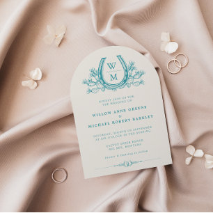 Horseshoe Cactus Western Country Arch Wedding Inv Invitation