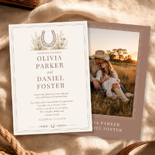 Horseshoe Cactus Western Country Photo Wedding Invitation