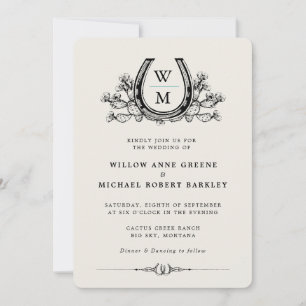 Horseshoe Cactus Western Country Photo  Wedding  Invitation
