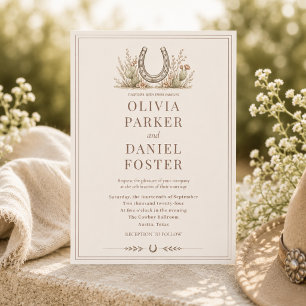 Horseshoe Cactus Western Country Wedding Invitation