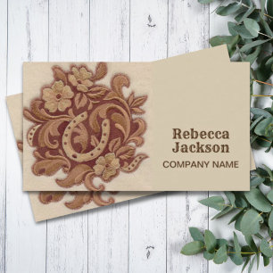 Horseshoe cowgirl fashion western farm equestrian business card