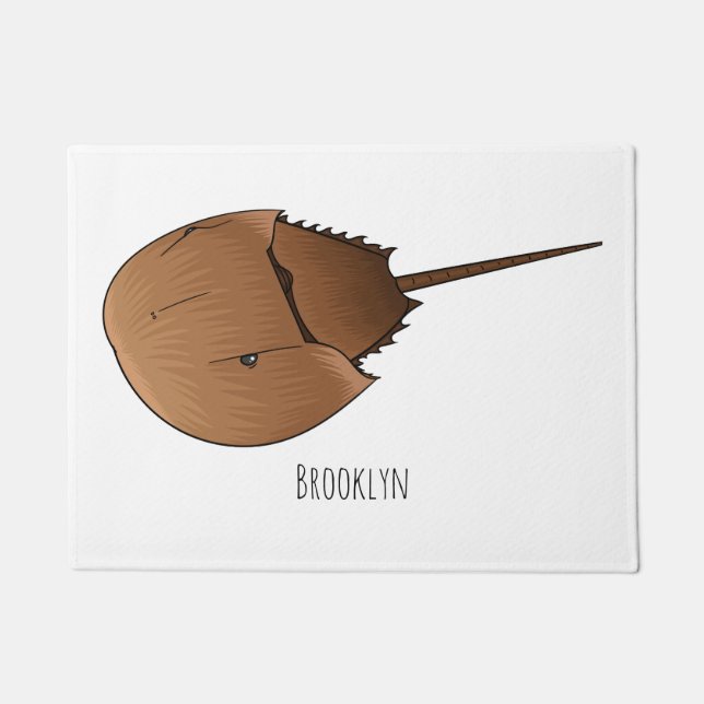Horseshoe crab cartoon illustration doormat (Front)