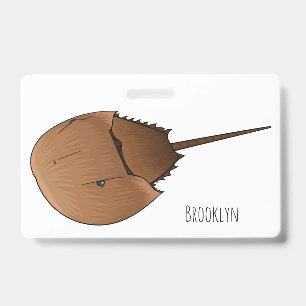 Horseshoe crab cartoon illustration ID badge