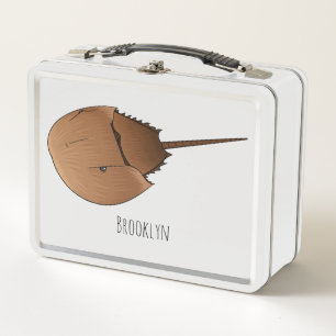 Horseshoe crab cartoon illustration  metal lunch box