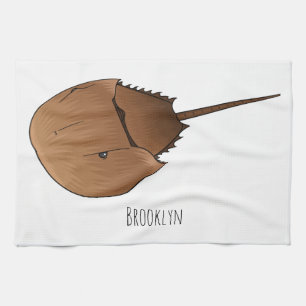 Horseshoe crab cartoon illustration tea towel
