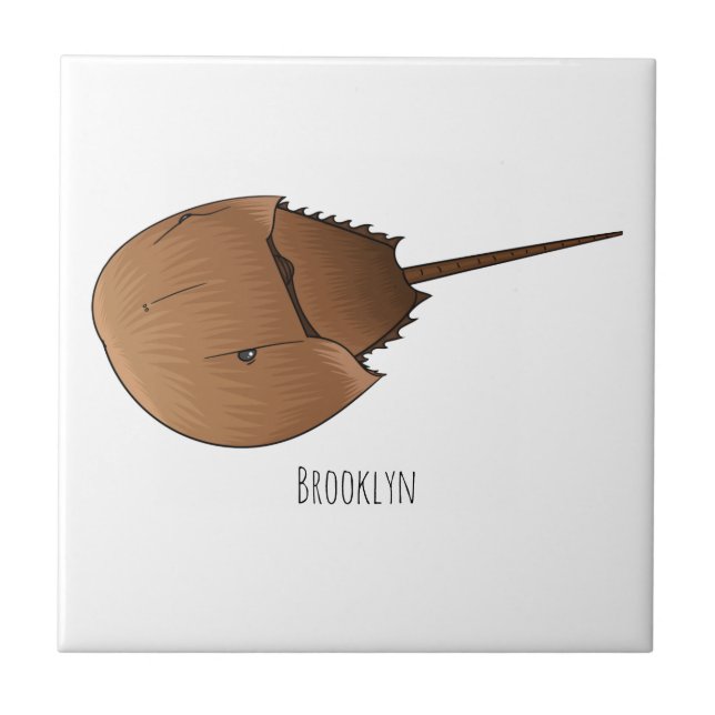 Horseshoe crab cartoon illustration tile (Front)