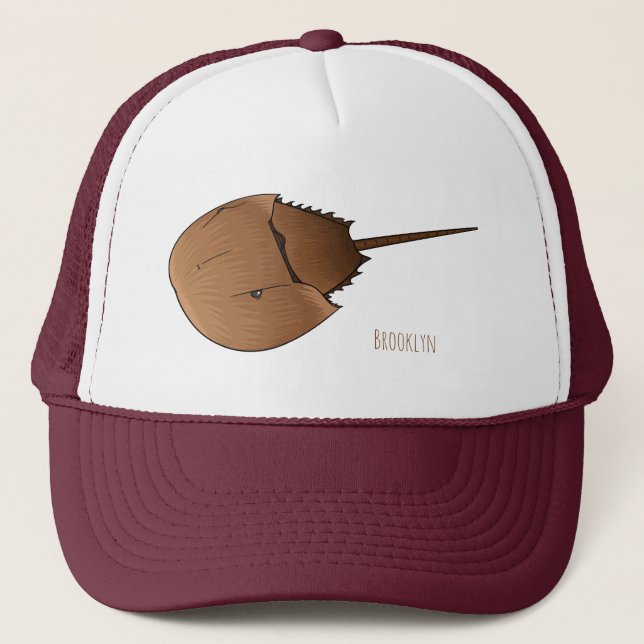 Horseshoe crab cartoon illustration trucker hat (Front)