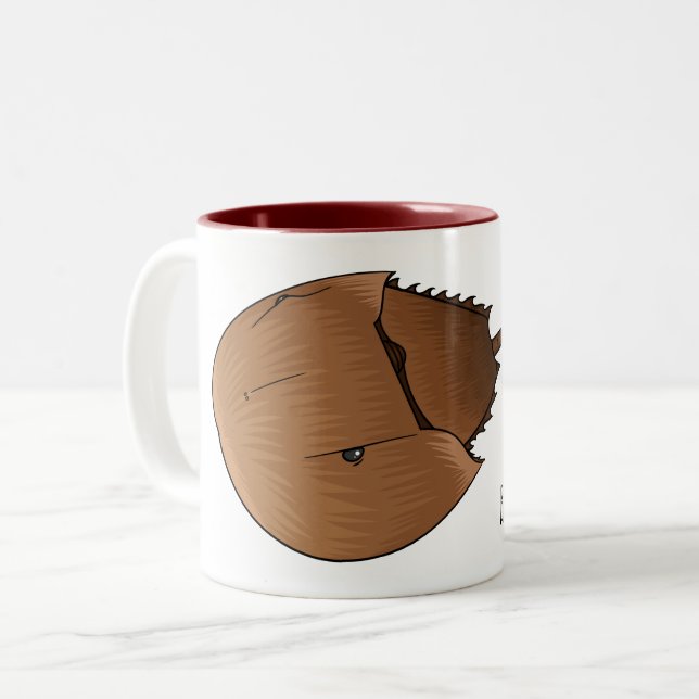 Horseshoe crab cartoon illustration Two-Tone coffee mug (Front Left)