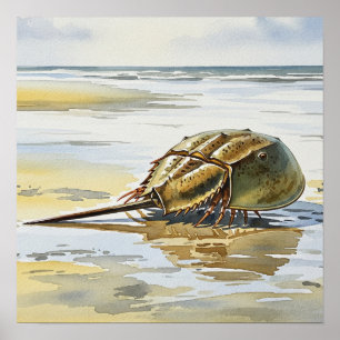 Horseshoe Crab Crawling Home Poster