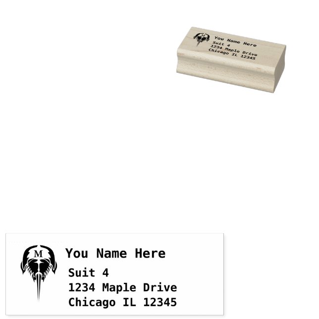 Horseshoe Crab in Tribal Tattoo Style Address Rubber Stamp (Stamped)