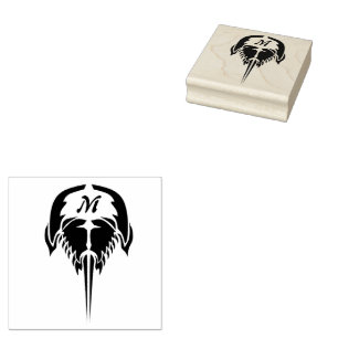Horseshoe Crab in Tribal Tattoo Style Rubber Stamp