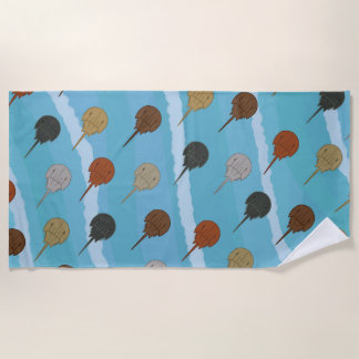 Horseshoe Crab Ocean Waves Beach Towel