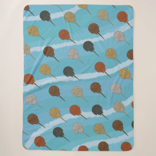 Horseshoe Crab Ocean Waves Sherpa Blanket
