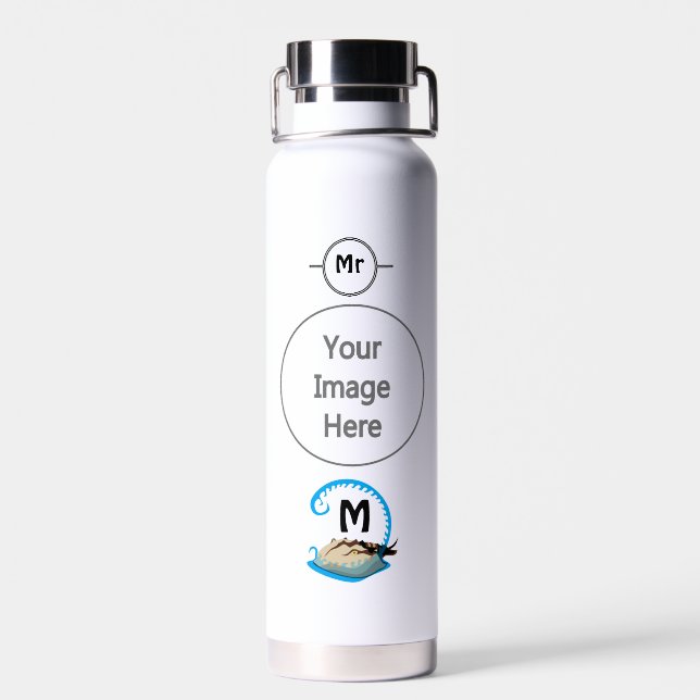Horseshoe Crab Playing in the Water Monogram Bottle (Back)