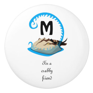 Horseshoe Crab Playing in the Water Monogram Ceramic Knob