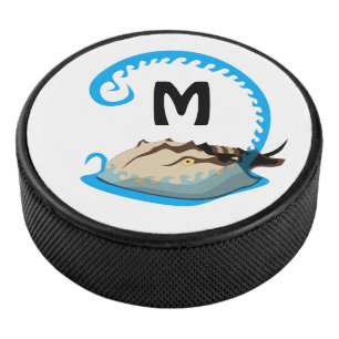 Horseshoe Crab Playing in the Water Monogram Hockey Puck