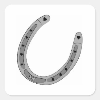 Horseshoe Decorated with Hearts Square Sticker