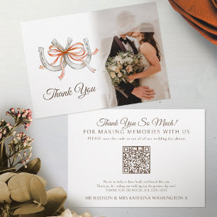Horseshoe fall watercolor wedding Photos QR Code Thank You Card