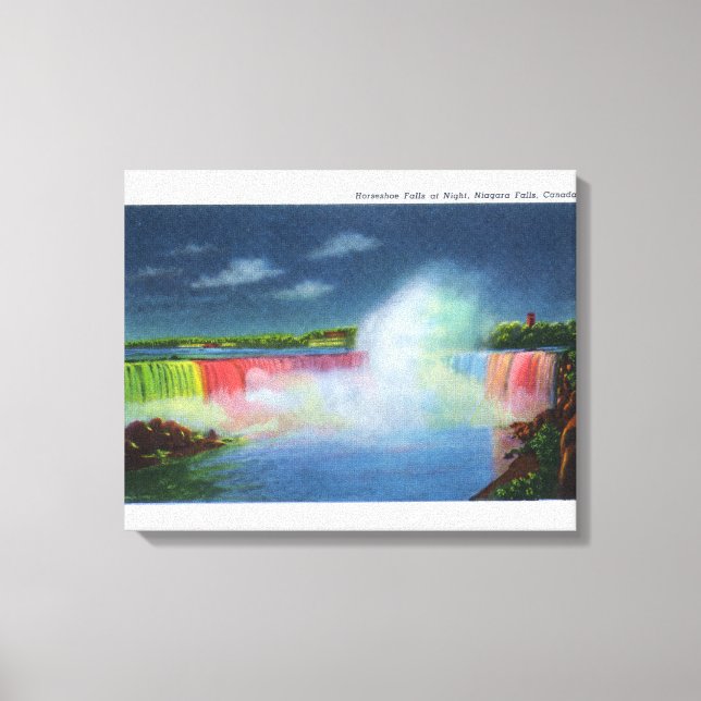 Horseshoe Falls Illuminated at Night # 2 Canvas Print (Front)