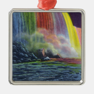 Horseshoe Falls Illuminated at Night Metal Tree Decoration
