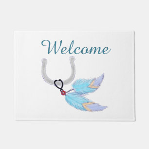 Horseshoe feathers Spiegeland Welcome Doormat