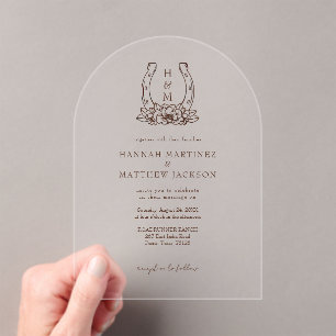 Horseshoe & Floral Crest Western Country Wedding Acrylic Invitations