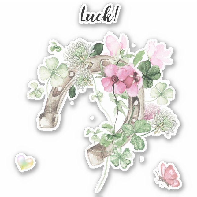  Horseshoe & Flowers Sticker (Front)