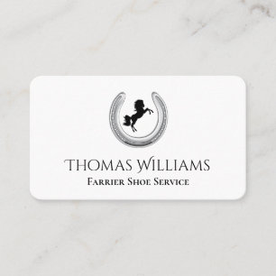 Horseshoe Horse Logo Equestrian Farrier Service Business Card