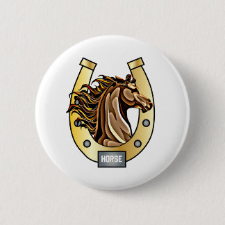 Horseshoe Horse Shoe 6 Cm Round Badge