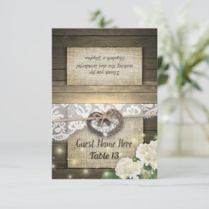 Horseshoe Hydrangea Wood Lace Wedding Table Number
