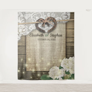 Horseshoe Lace Hydrangea Wood Photo Booth Backdrop Tapestry