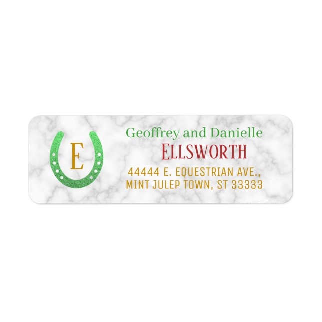 Horseshoe Monogram Horse Racing Derby Your Address (Front)