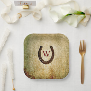 Horseshoe Monogrammed Paper Plates