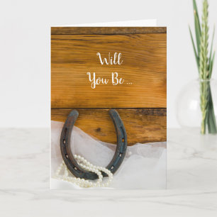Horseshoe Pearls Will You Be My Bridesmaid Invitation