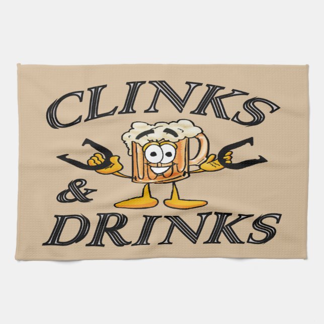 HorseShoe Pitching Towel-Clinks an Drinks Tea Towel (Horizontal)