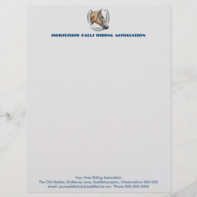 Horseshoe portrait riding club personalized letterhead (Front)