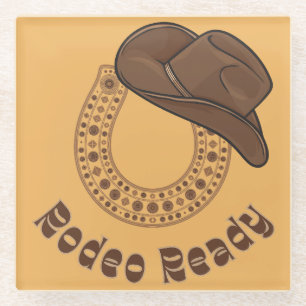 Horseshoe Rodeo Ready Glass Coaster