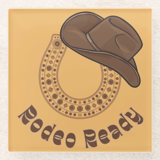 Horseshoe Rodeo Ready Glass Coaster (Front)