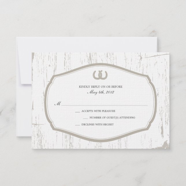 Horseshoe Rustic Barn Wedding RSVP (Front)
